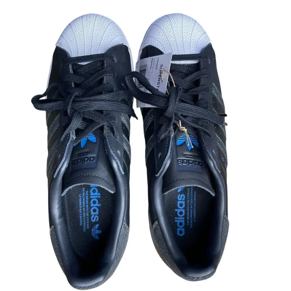 Adidas Superstar Denim Pack - Black Bright Blue sneakers size 8 New